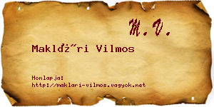 Maklári Vilmos névjegykártya